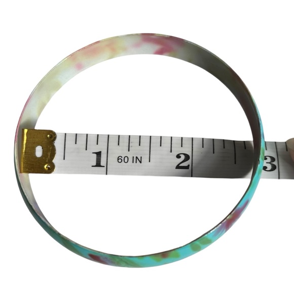 🍭5 for $20🍭 Robin Egg Blue Watercolor Flower Metal Bangle Bracelet CC - Picture 7 of 7